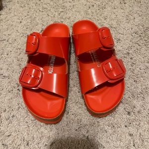 Red Leather Birkenstock Sandal